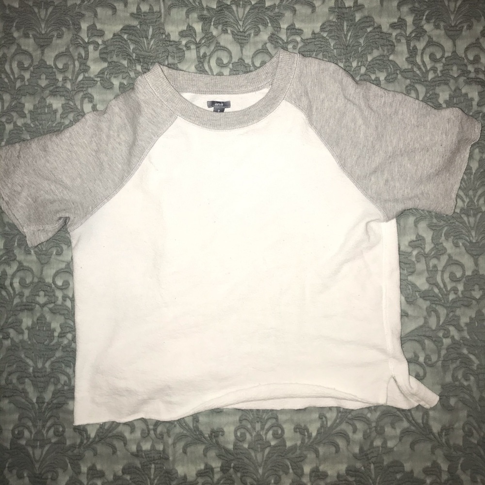 Grey and white cropped top